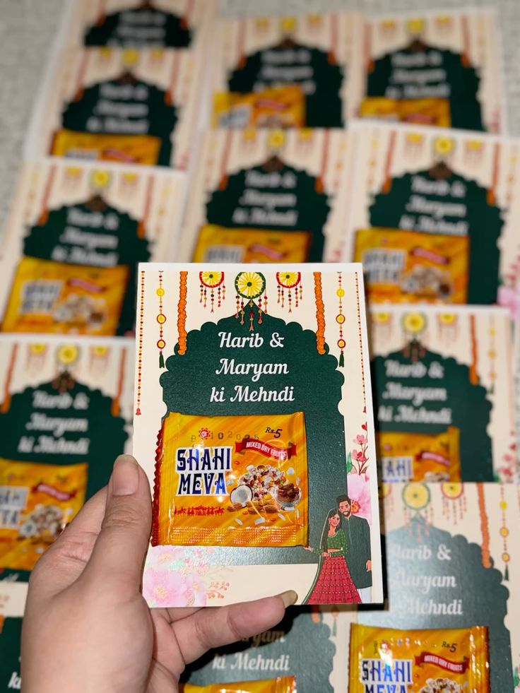 Mehndi favors | Mehndi sweet card | Shahi meva | mehndi cards | mehndi | wedding return favor