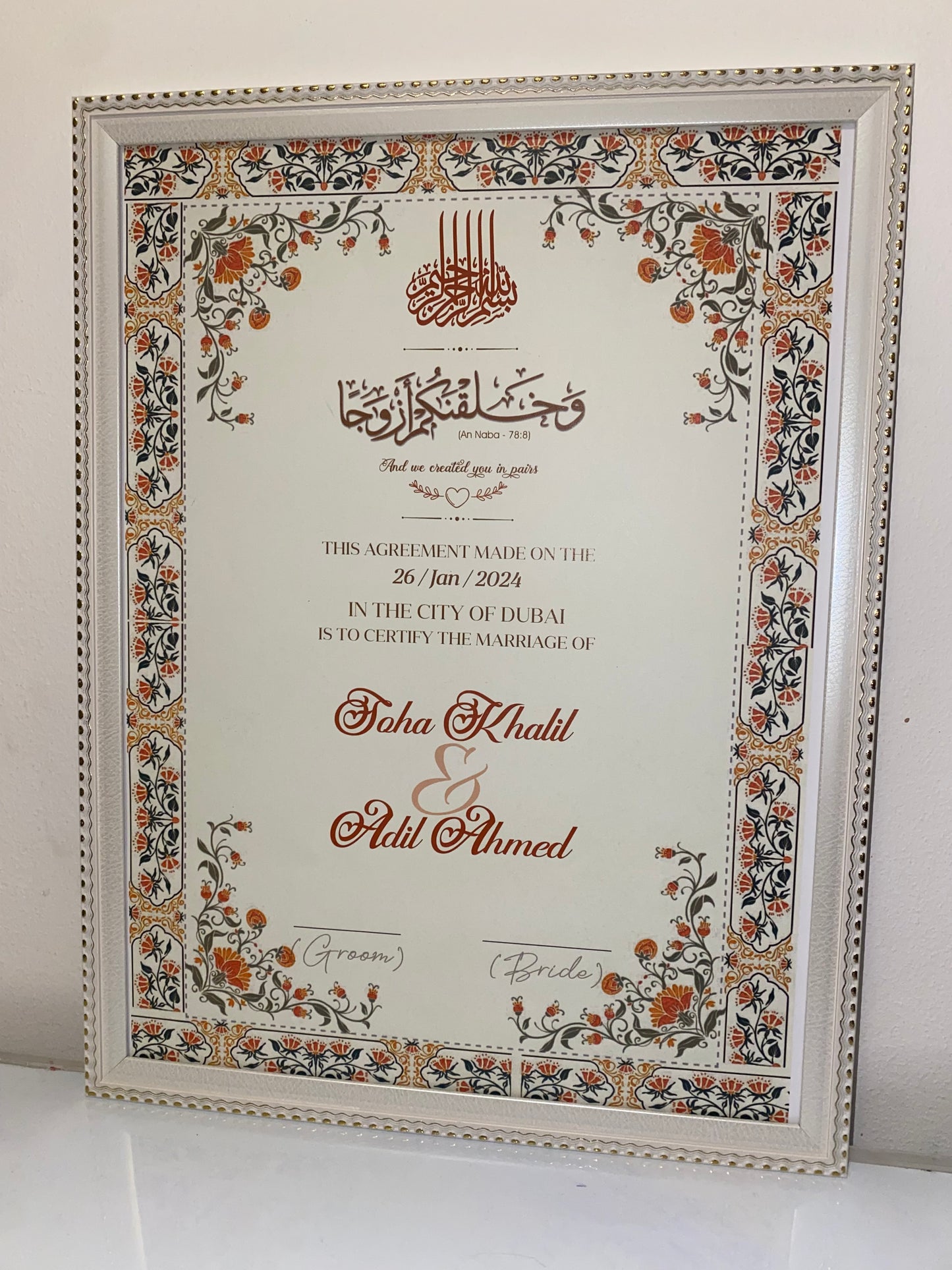 Orange color nikkahnama