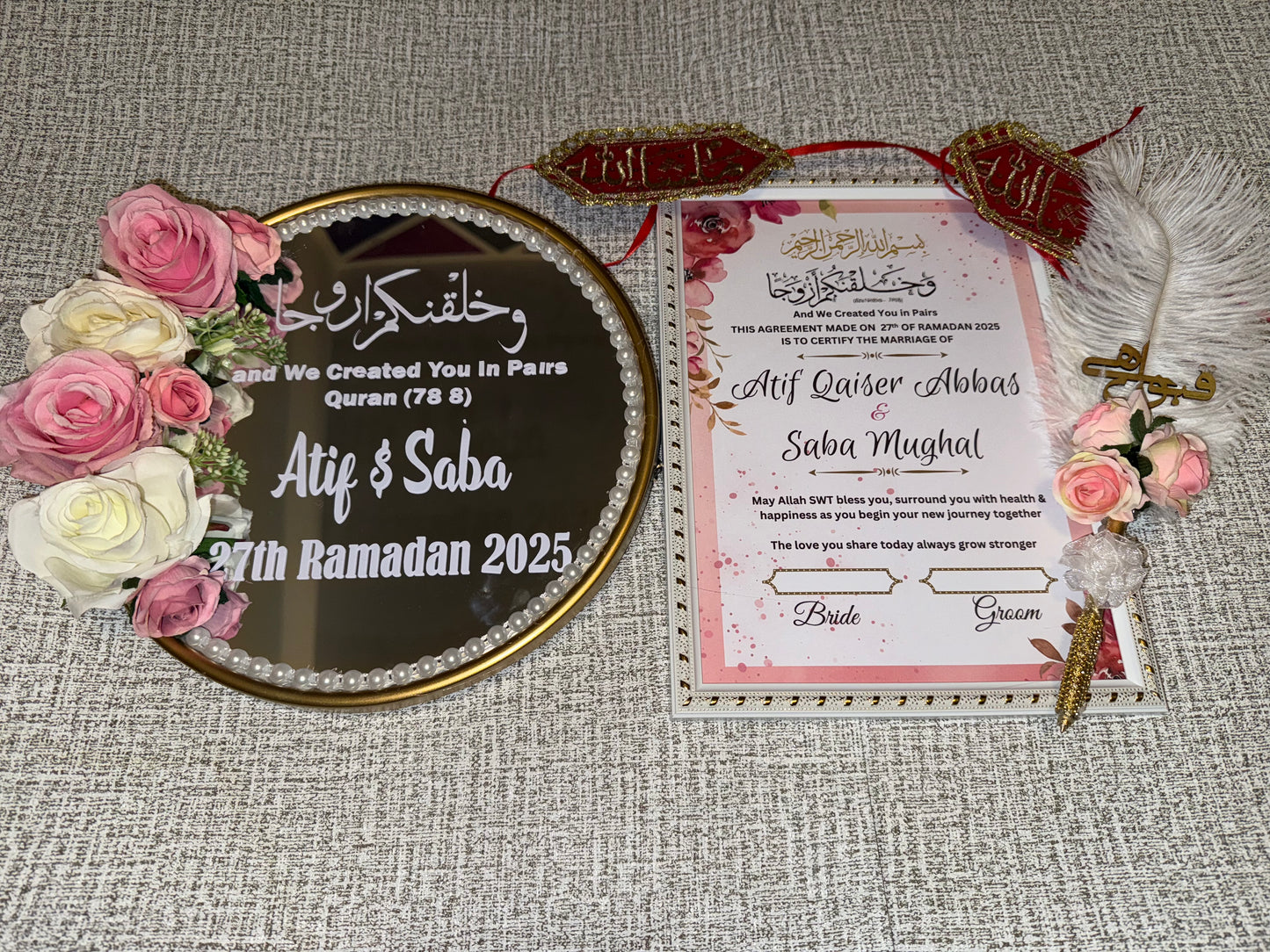 🌸 Elegant Nikkah Gift Set for Her – Floral Pink Keepsake Collection