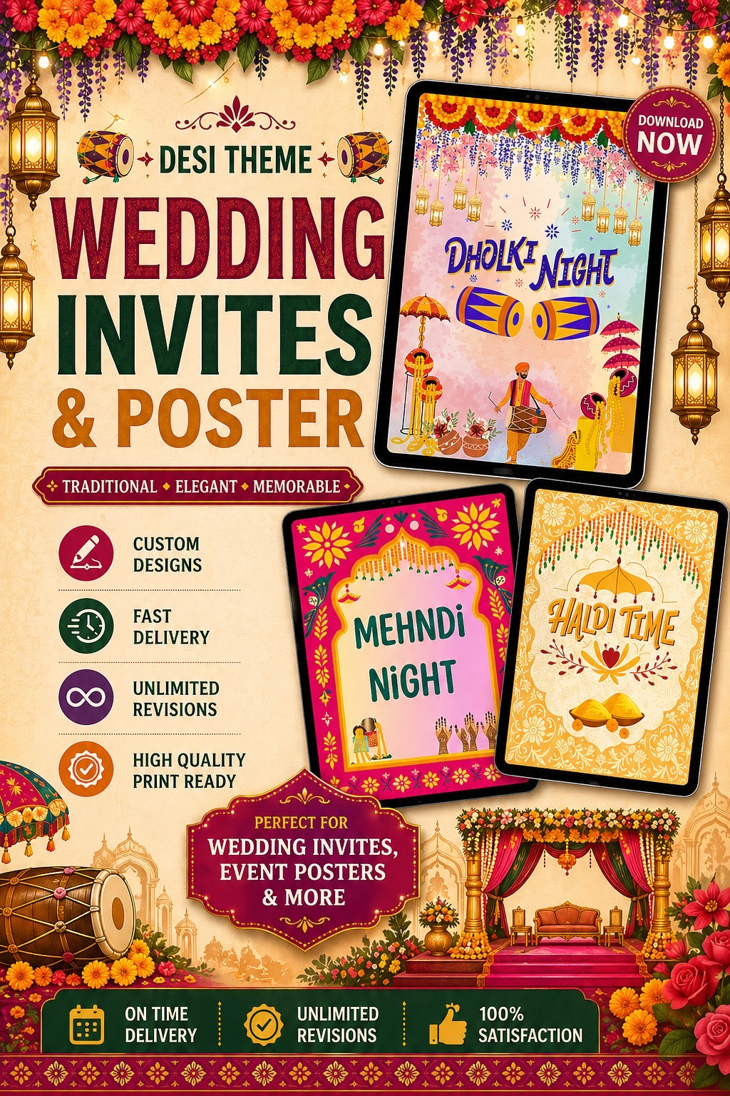 MEGA ULTIMATE DHOLKI/MEHNDI BUNDLE LAST-MINUTE PRINTABLE – INSTANT DOWNLOAD (READY IN MINUTES)
