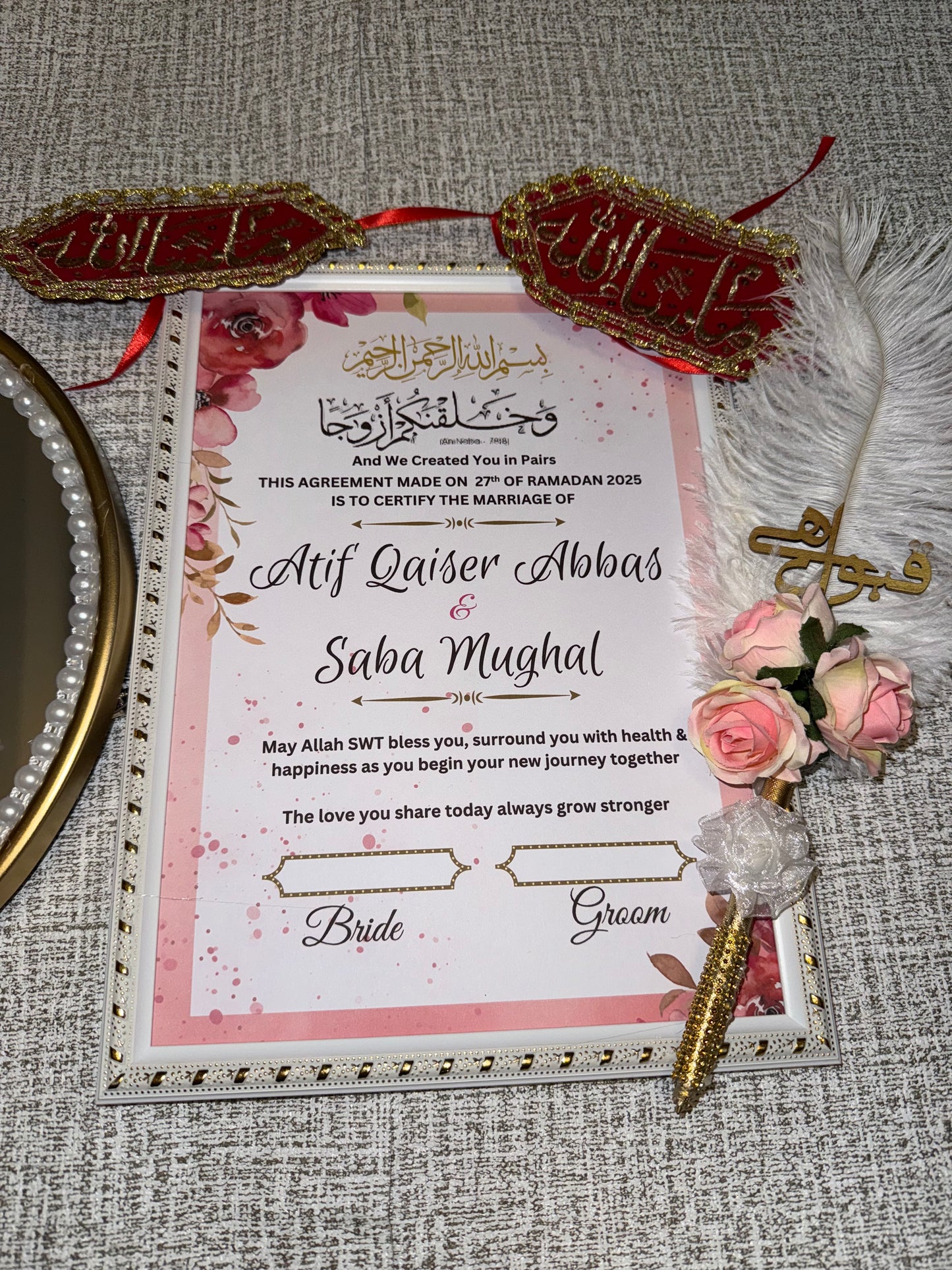 🌸 Elegant Nikkah Gift Set for Her – Floral Pink Keepsake Collection