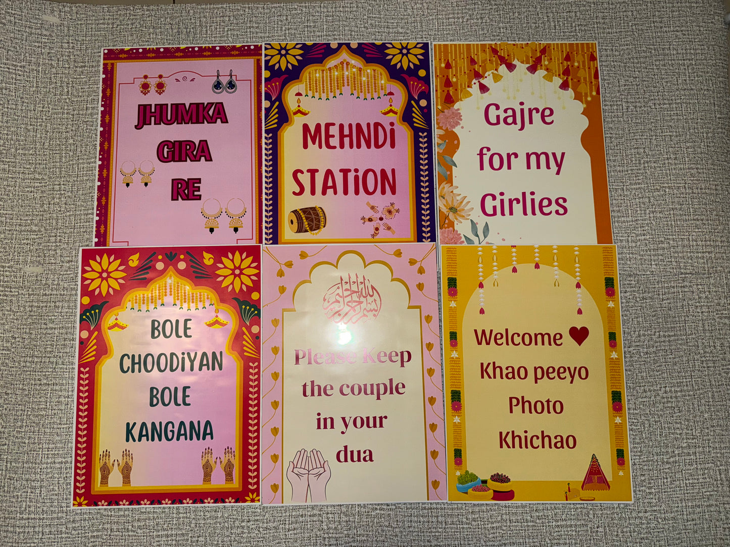 Mehndi/Dholki Display Boards ( A3 ) set of 6