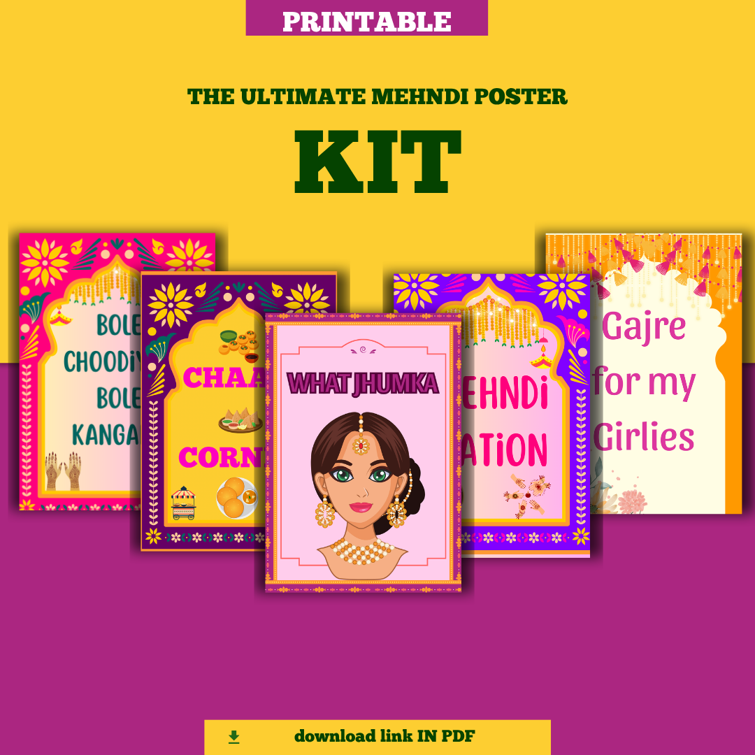 πΈ Printable Mehndi Poster Kit β Ultimate Mehndi Party Decor (5 Digital Download)