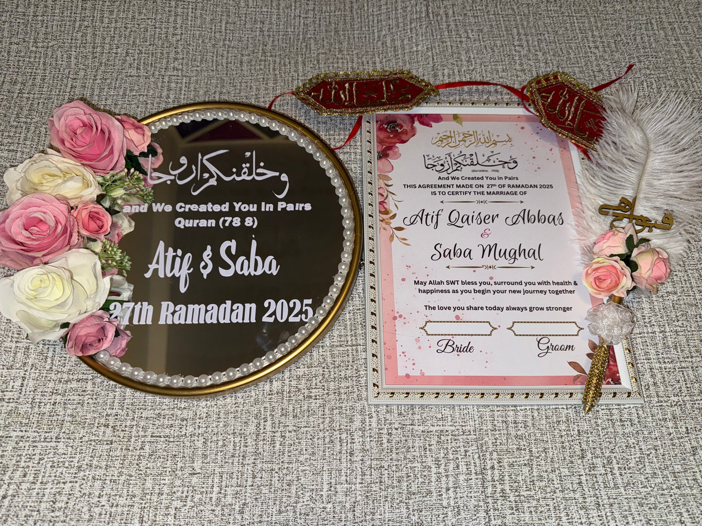 🌸 Elegant Nikkah Gift Set for Her – Floral Pink Keepsake Collection