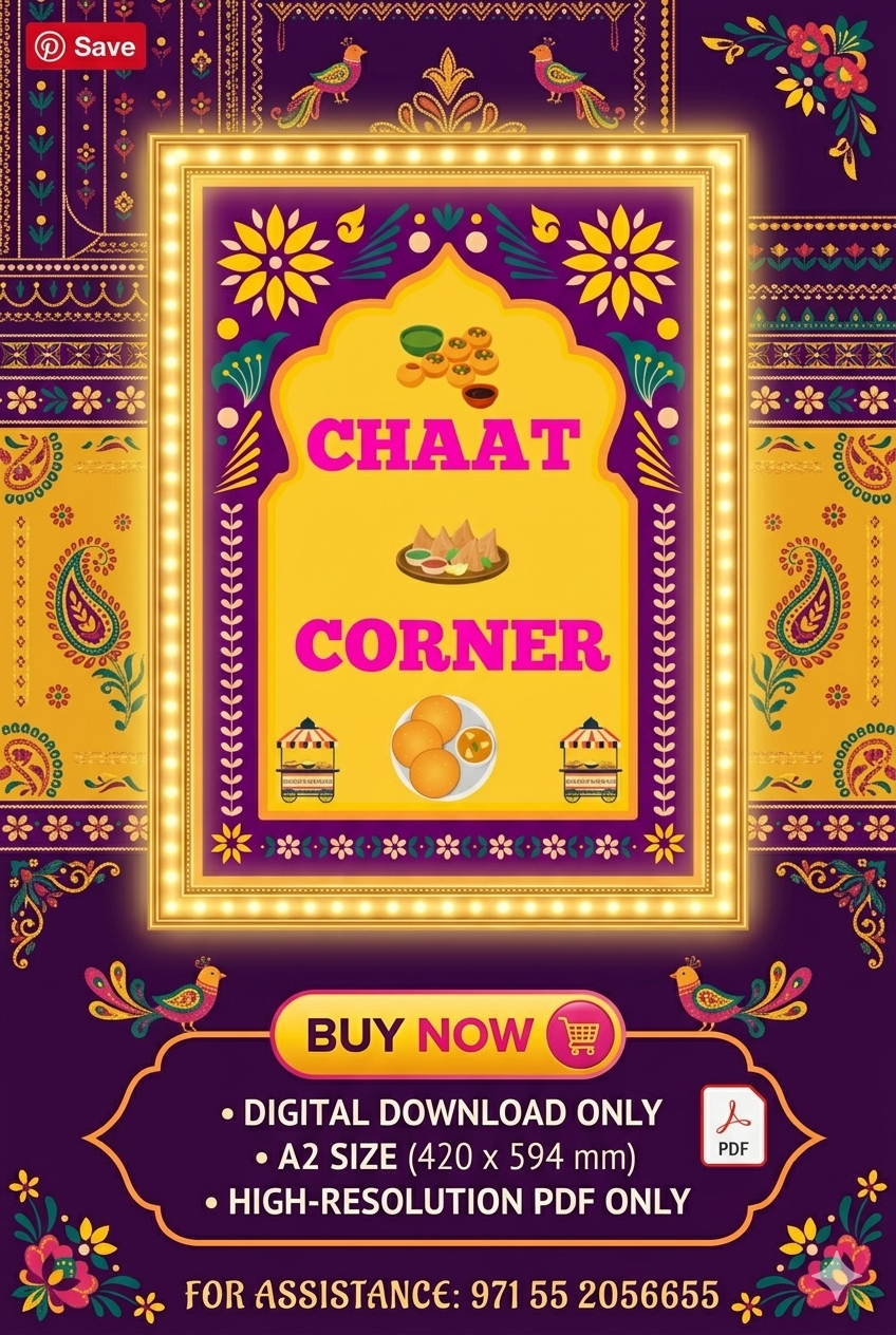 ✨ Chaat Corner Printable Sign | Indian Food Stall Decor | Wedding & Party Printable ✨