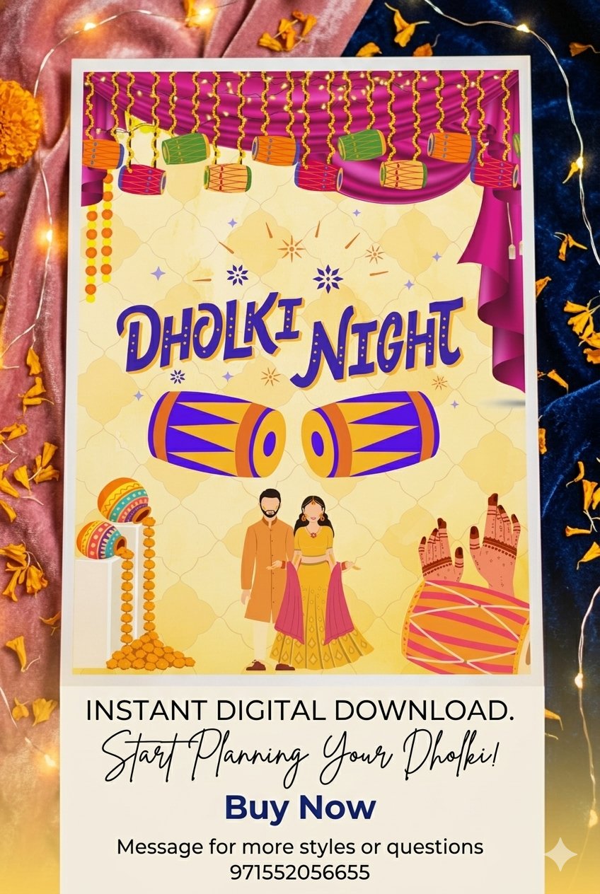 LAST-MINUTE DHOLKI NIGHT POSTER PRINTABLE – INSTANT DOWNLOAD (READY IN MINUTES)