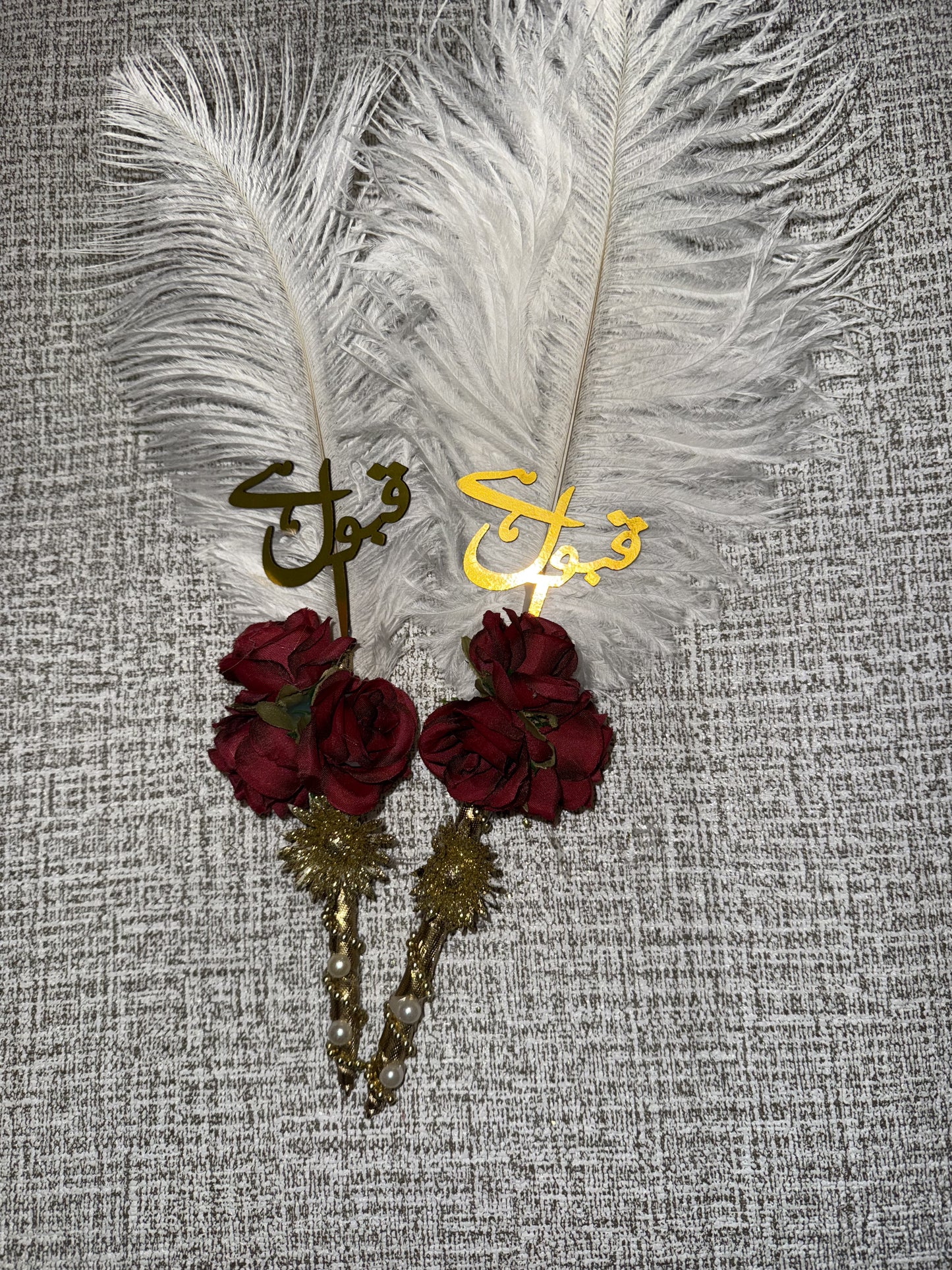 Red floral nikkah pen (sold in pair)