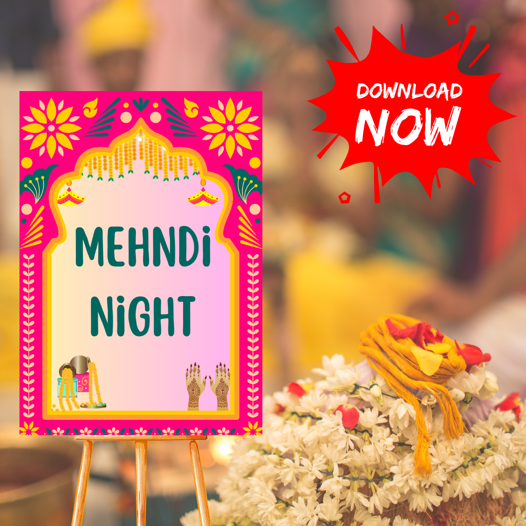 π Printable Event Sign Bundle β Mehndi, Dholki & Haldi Night Decor (3 Digital Download)