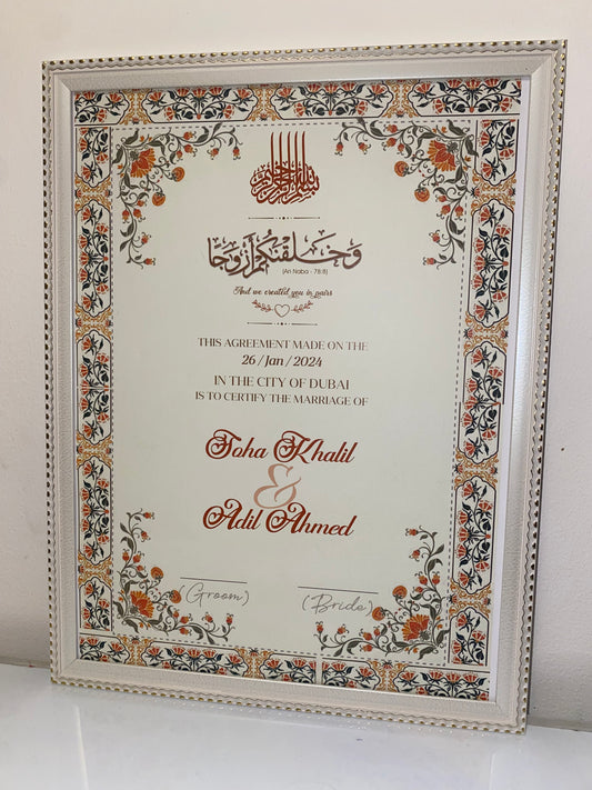 Orange color nikkahnama