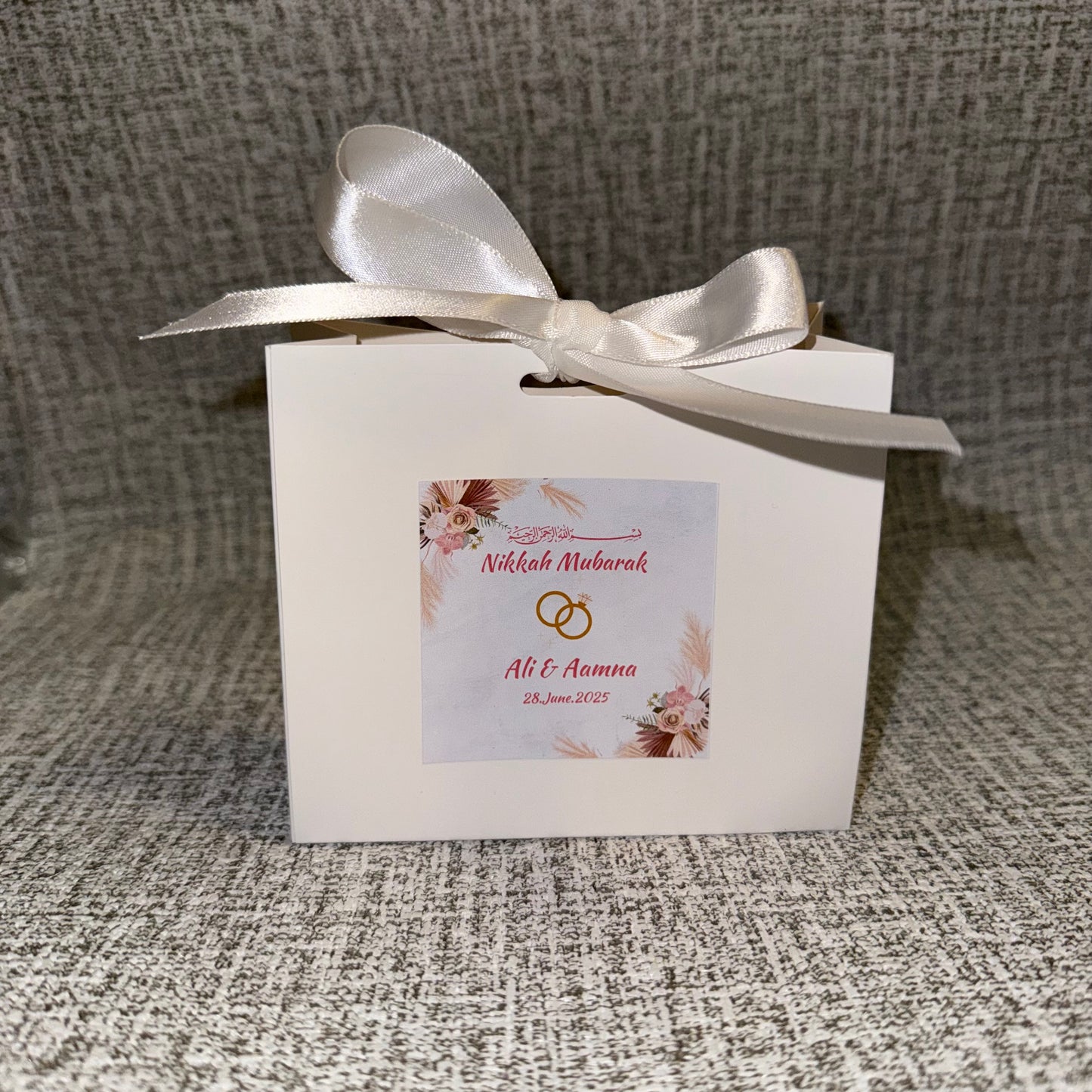 Nikkah Bidh Box ( white bow) ( SOLD IN DOZEN)
