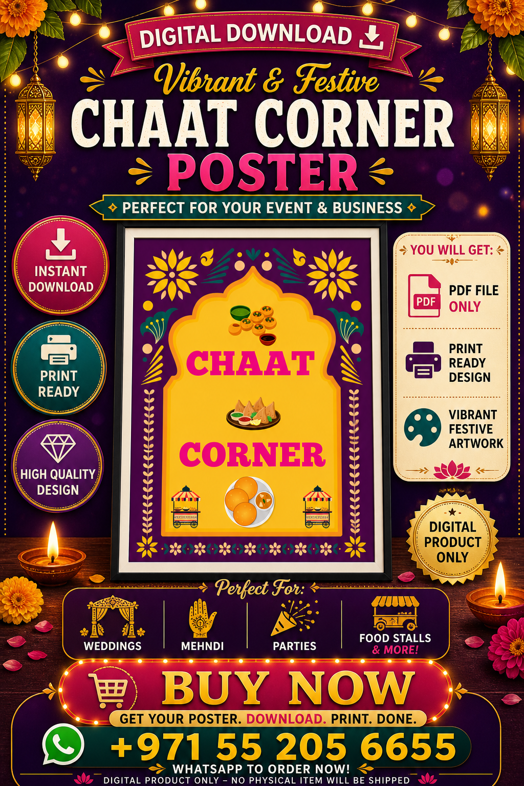 ✨ Chaat Corner Printable Sign | Indian Food Stall Decor | Wedding & Party Printable ✨