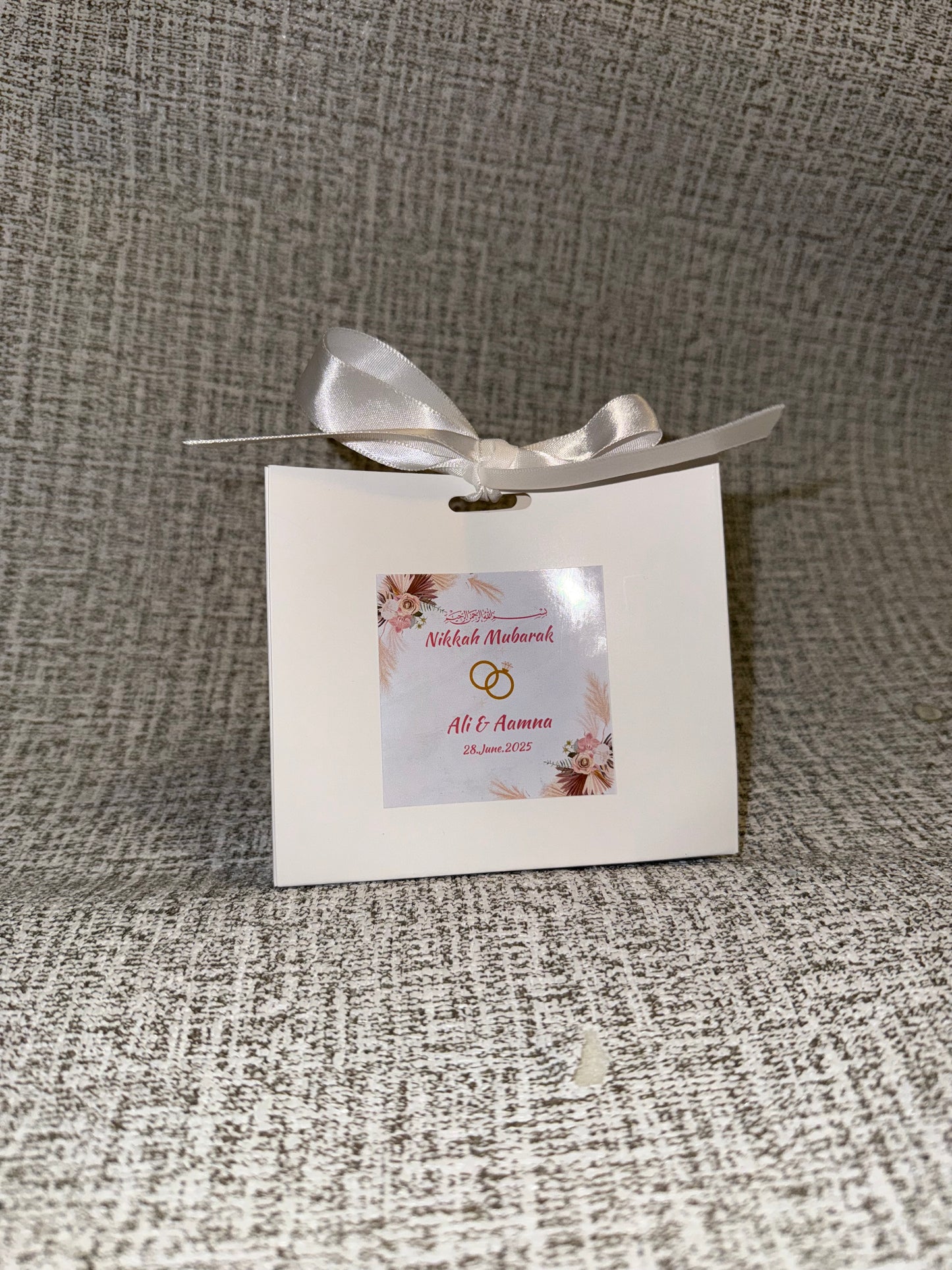 Nikkah Bidh Box ( white bow) ( SOLD IN DOZEN)