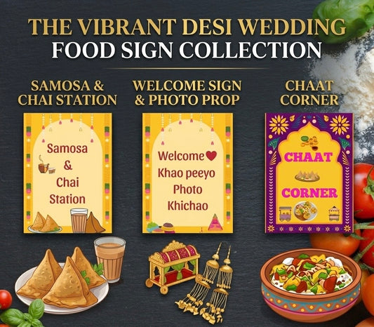 🎉 Indian Wedding Food Sign Bundle – Printable Mehndi/Sangeet Food Station Signs (3 Digital Download)