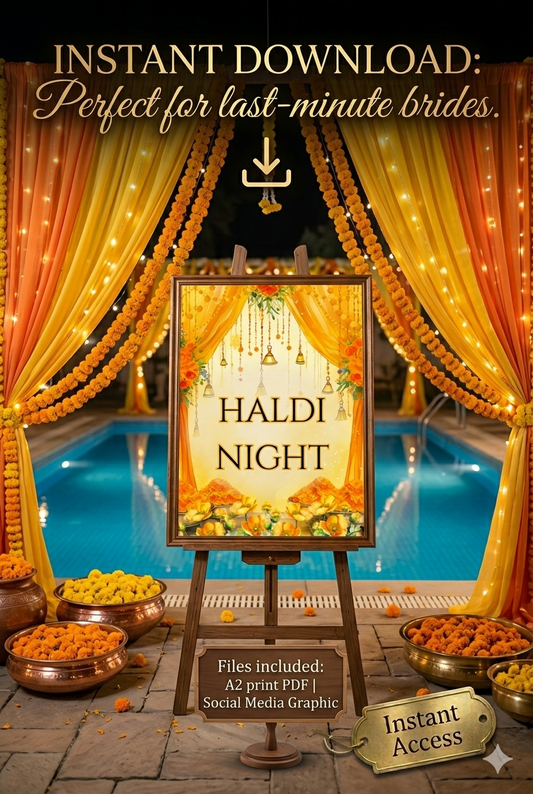 ⚡ Last-Minute Haldi Night Sign – Instant Download (Print in Minutes)