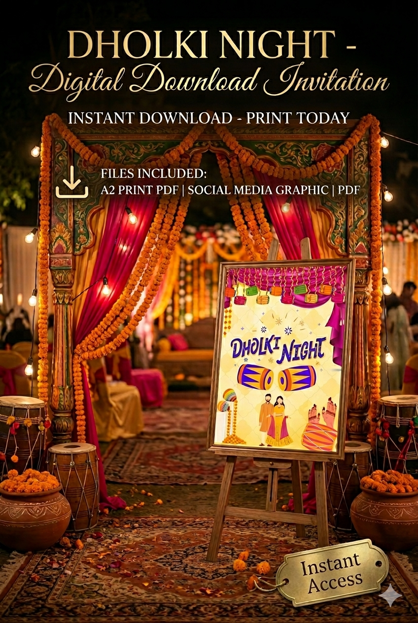 LAST-MINUTE DHOLKI NIGHT POSTER PRINTABLE – INSTANT DOWNLOAD (READY IN MINUTES)