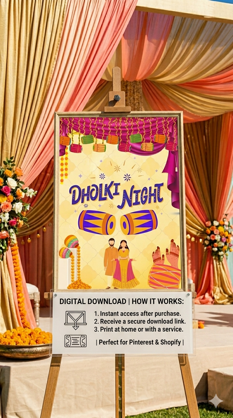 LAST-MINUTE DHOLKI NIGHT POSTER PRINTABLE – INSTANT DOWNLOAD (READY IN MINUTES)