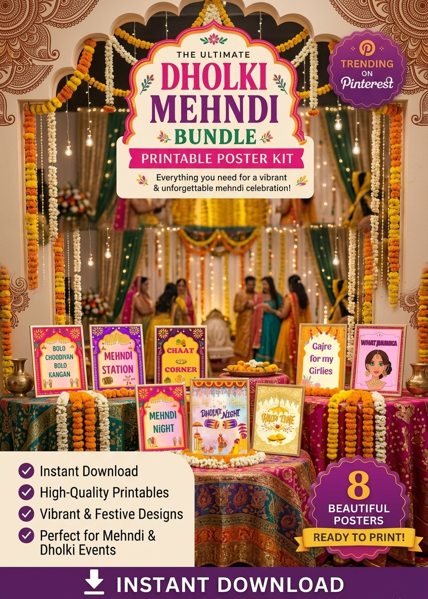 MEGA ULTIMATE DHOLKI/MEHNDI BUNDLE LAST-MINUTE PRINTABLE – INSTANT DOWNLOAD (READY IN MINUTES)