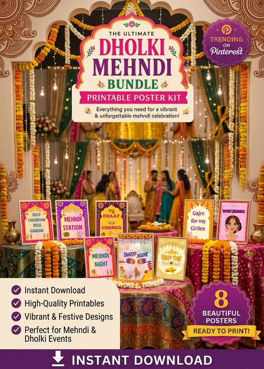 MEGA ULTIMATE DHOLKI/MEHNDI BUNDLE LAST-MINUTE PRINTABLE – INSTANT DOWNLOAD (READY IN MINUTES)