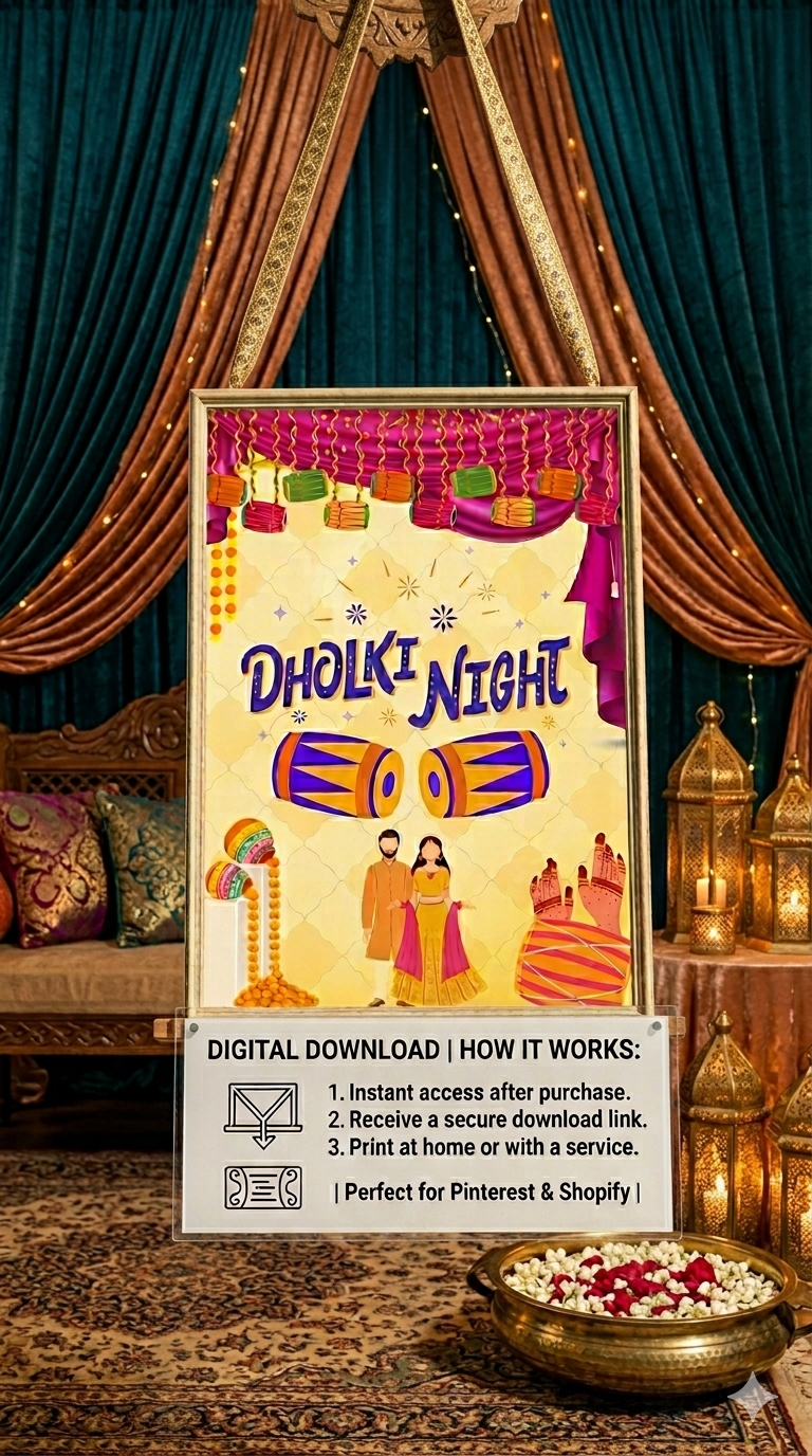 LAST-MINUTE DHOLKI NIGHT POSTER PRINTABLE – INSTANT DOWNLOAD (READY IN MINUTES)
