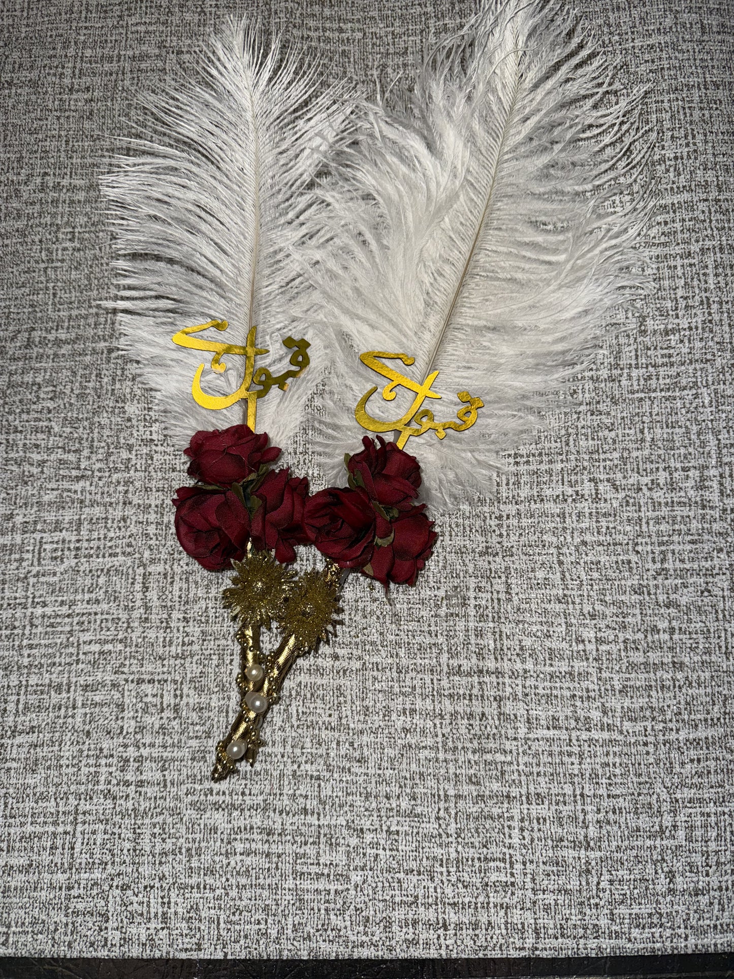 Red floral nikkah pen (sold in pair)
